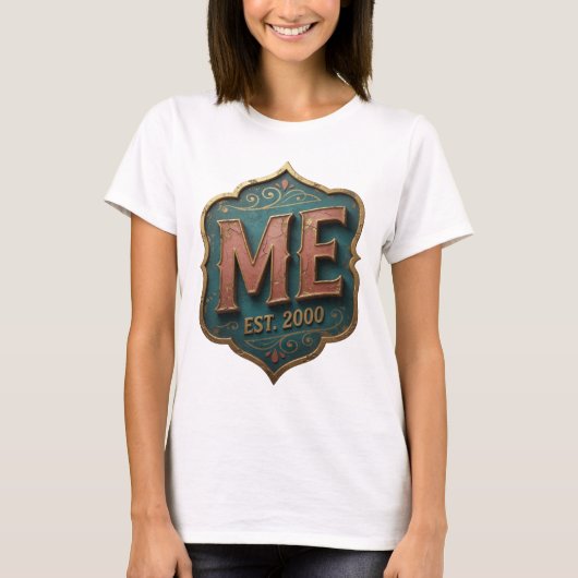 T-shirt Conception de citation Statement Gold ME EST 2000 (Devant)