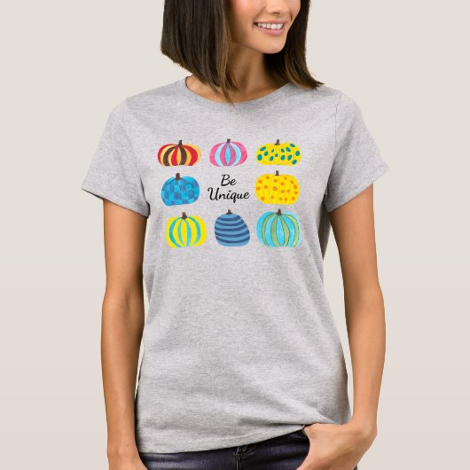 T-shirt Conception de citrouille colorée (Devant)