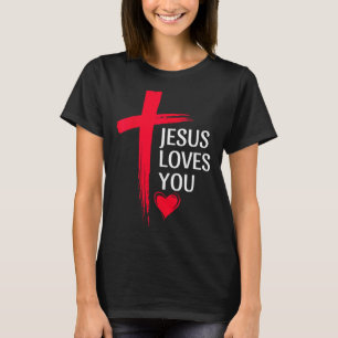 T-shirt Conception de cœur de croix d'amour chrétien Jésus