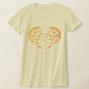 T-shirt Conception de cœur en spirale florale ornée comple