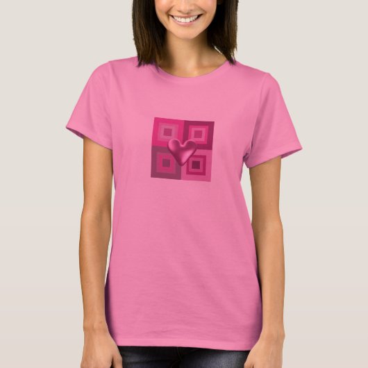T-shirt Conception de cœur rose gonflé (Devant)