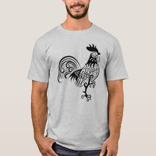 T-shirt Conception de coq mandala orné complexe