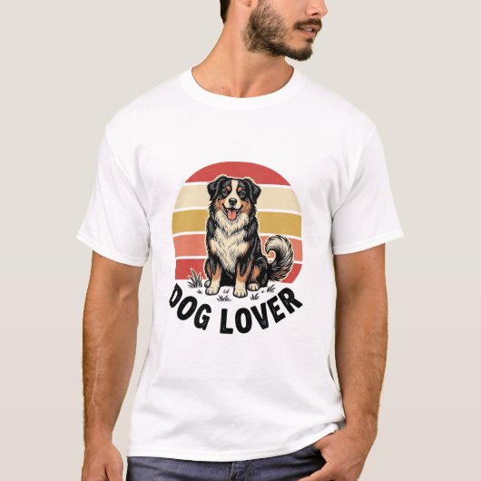 T-shirt Conception de coucher de soleil de chien mignon gr (Devant)