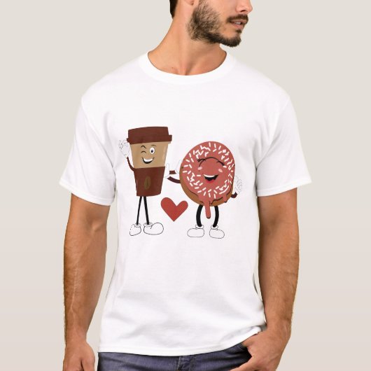 T-shirt Conception de couple de Saint-Valentin de beignet (Devant)