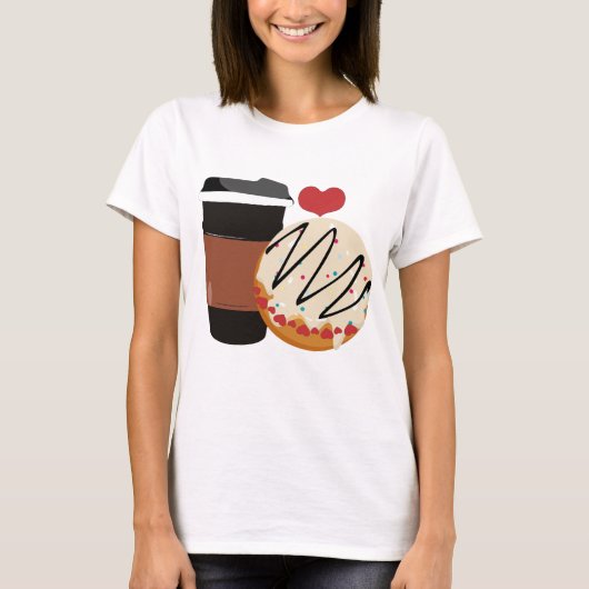 T-shirt Conception de couple de Saint-Valentin de beignet (Devant)