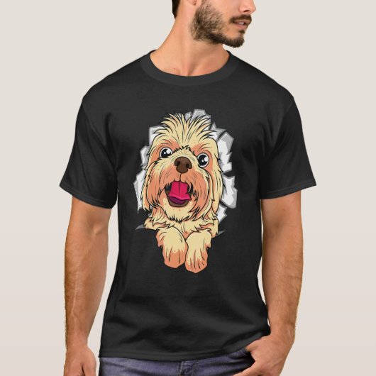 T-shirt Conception de crack de chien mignon (Devant)
