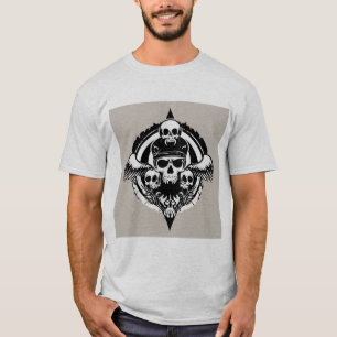 T-shirt Conception de crâne avec ailes et symboles