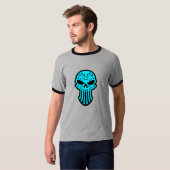 T-shirt Conception de crâne de sucre (bleue) (Devant entier)