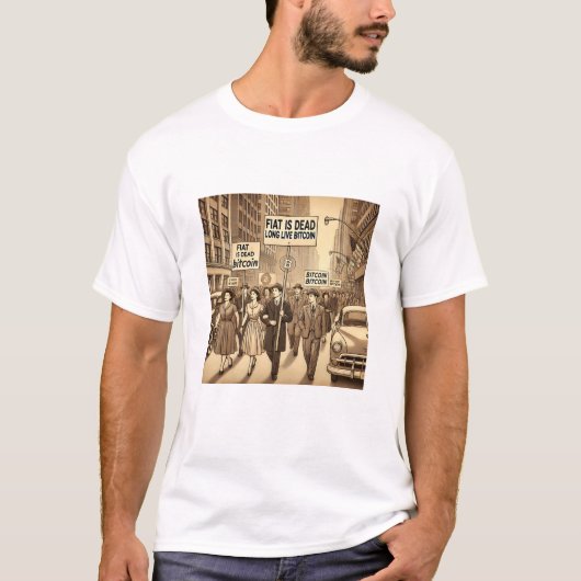 T-shirt Conception de crypto-monnaie en Bitcoin de style v (Devant)
