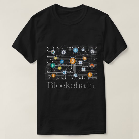 T-shirt Conception de Crypto Réseau Blockchain (Design devant)