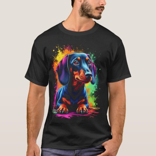 T-shirt Conception de dachshund coloré (Devant)