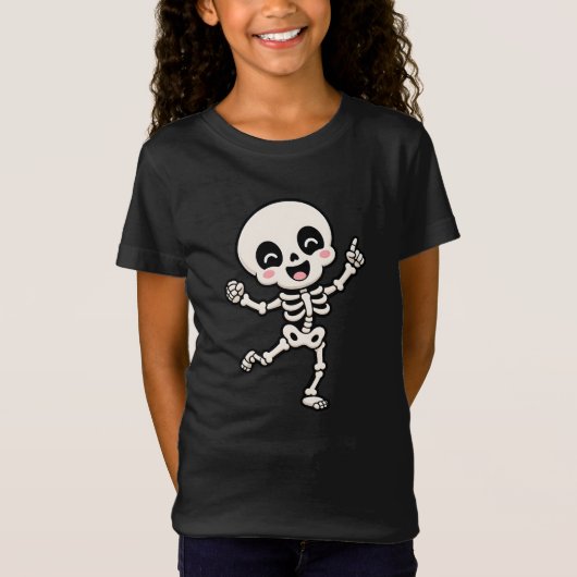 T-Shirt Conception de danse squelette d'Halloween mignonne (Devant)