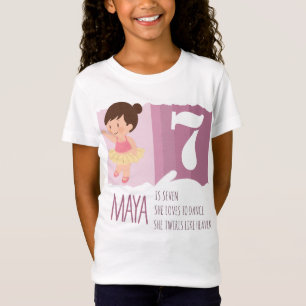 T-Shirt Conception de danseuse rose douce pour fille de 7 