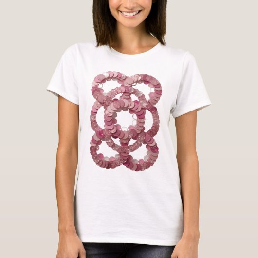 T-shirt Conception de déclaration à sequins roses argentés (Devant)
