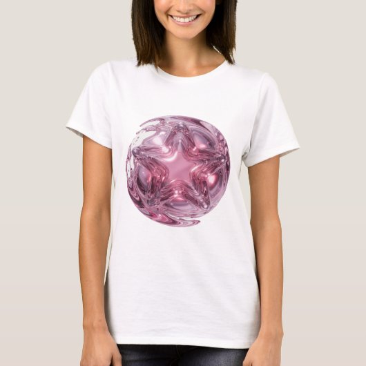 T-shirt Conception de déclaration de boule étoile rose chi (Devant)