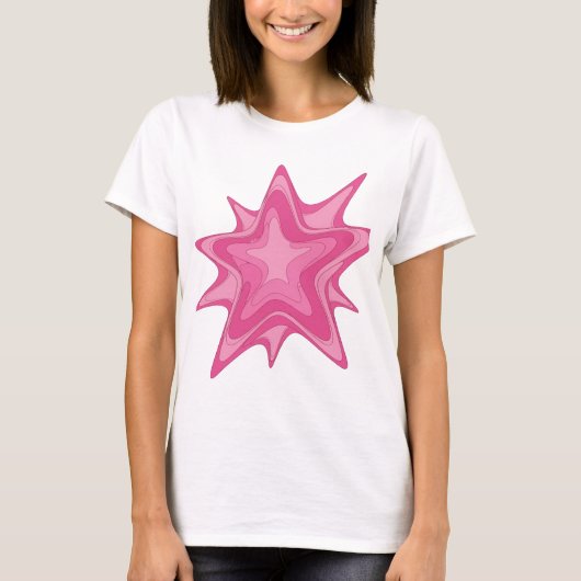 T-shirt Conception de déclaration d'étoile rose iconique (Devant)