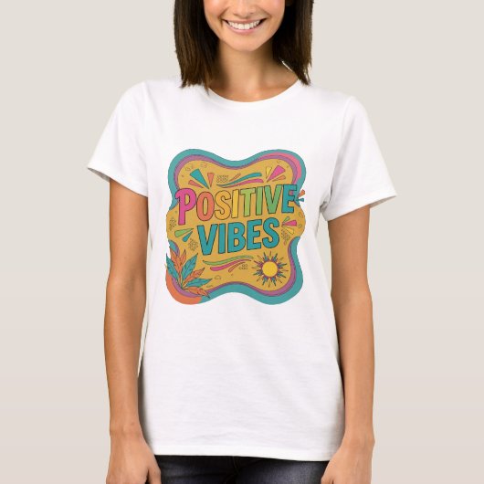 T-shirt Conception de déclaration d'icône Rose VIBES POSIT (Devant)