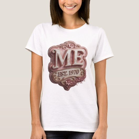 T-shirt Conception de déclaration d'or vif ME EST 1970 (Devant)