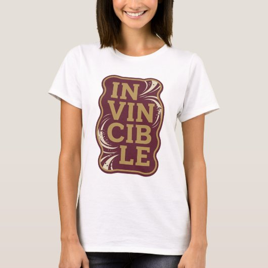 T-shirt Conception de déclaration dorée iconique INVINCIBL (Devant)