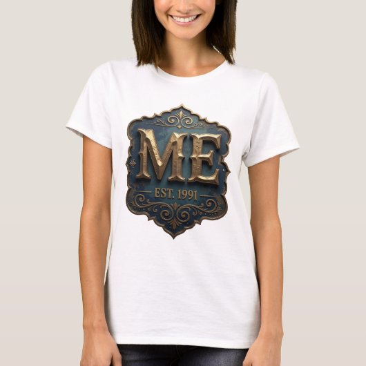 T-shirt Conception de déclaration Dynamic Gold ME EST 1991 (Devant)