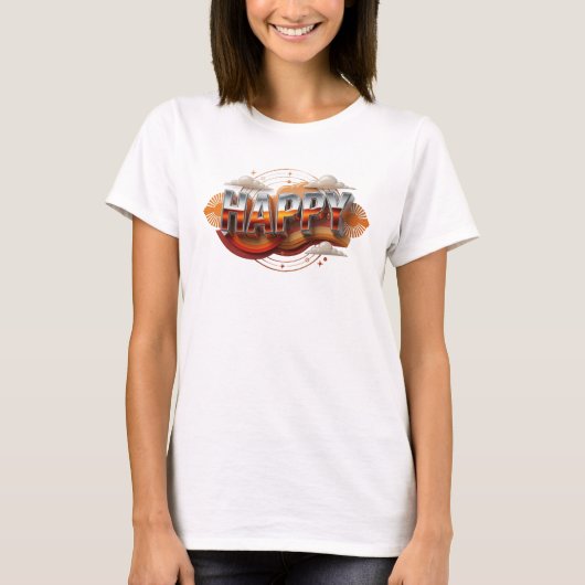 T-shirt Conception de déclaration HAPPY en gras (Devant)