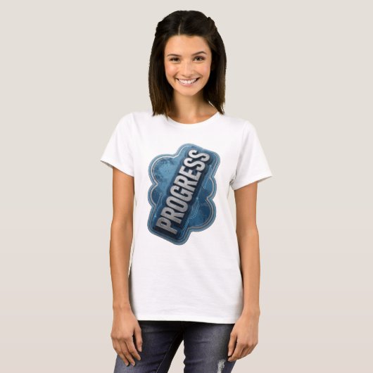 T-shirt Conception de déclaration PROGRÈS Argent ludique (Devant entier)