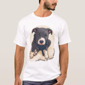 T-shirt Conception de dessin animé de chiot Pitbull mignon (Devant)
