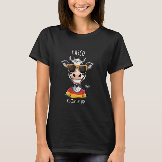 T-shirt Conception de dessin animé de vache drôle Casco WI (Devant)