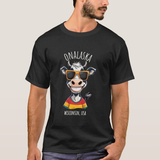 T-shirt Conception de dessin animé de vache drôle Onalaska (Devant)
