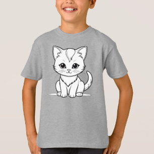 T-shirt Conception de dessin au trait de chat stylisé-5231