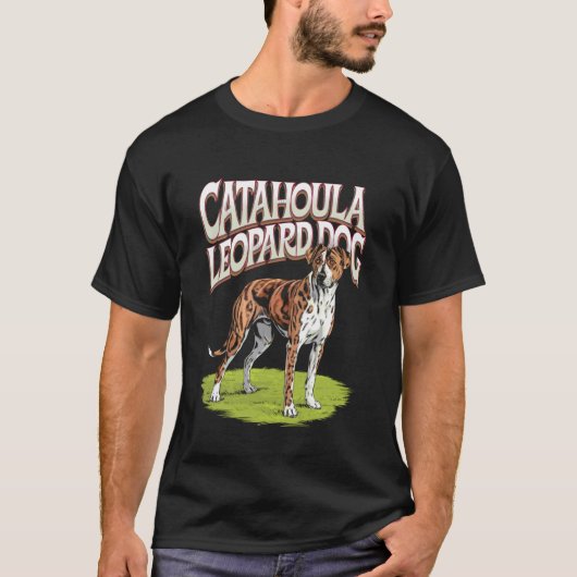 T-shirt Conception de dessin au trait de chien léopard Cat (Devant)