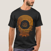 T-shirt Conception de disque vinyle rétro au coucher du so (Devant)