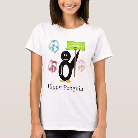 T-shirt Conception de double de pingouin de hippie (Devant)