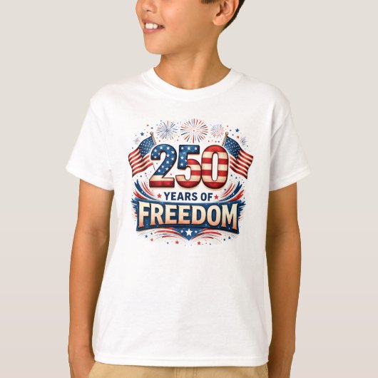 T-shirt Conception de drapeau américain USA 250 ans de lib (Devant)