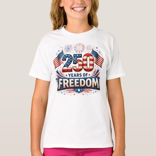 T-shirt Conception de drapeau américain USA 250 ans de lib (Devant)