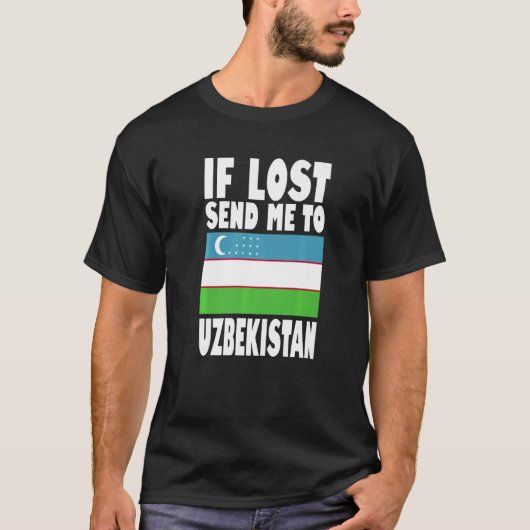 T-shirt Conception de drapeau d'Ouzbékistan Si perdu envo (Devant)