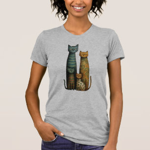 T-shirt Conception de famille de chats d'art populaire san
