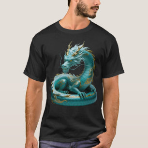 T-shirt Conception de fantasy artistique de dragon d'or ve