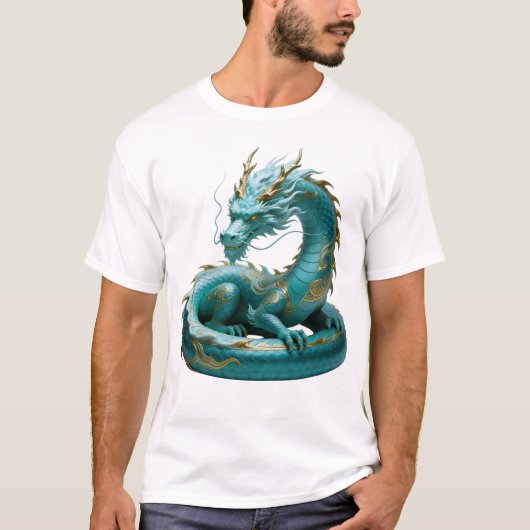 T-shirt Conception de fantasy artistique de dragon vert do (Devant)