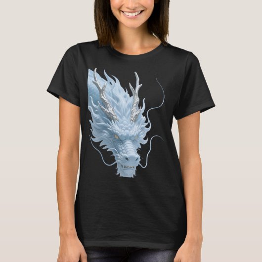 T-shirt Conception de fantasy d'art du dragon bleu clair c (Devant)