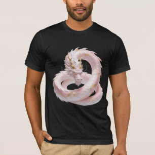 T-shirt Conception de fantasy de dragon en or blanc chinoi
