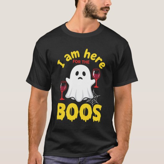 T-shirt Conception de fantôme de vin d'Halloween Boos (Devant)