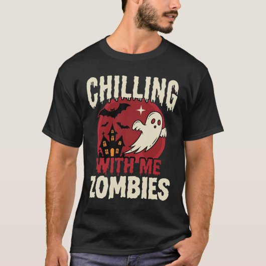 T-shirt Conception de fantôme de zombies passant Halloween (Devant)