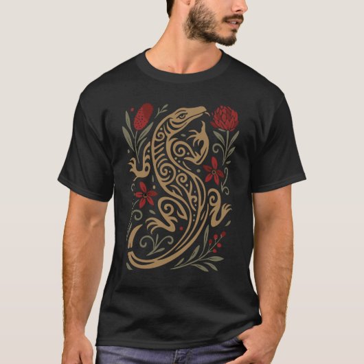 T-shirt Conception de faune Goanna Terreux (Devant)