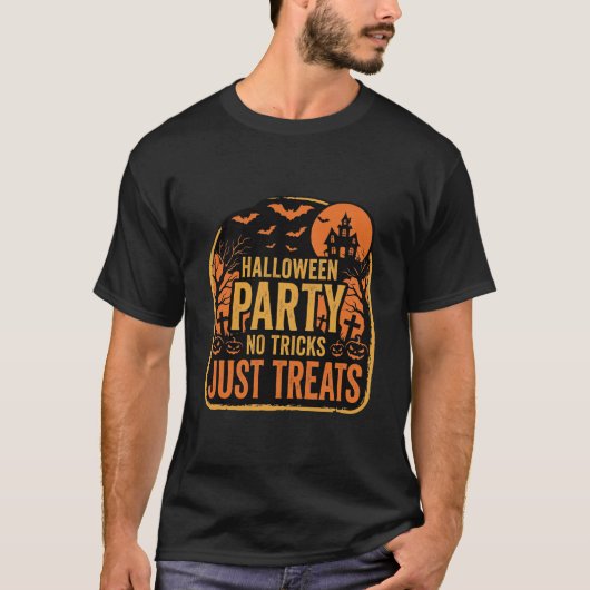 T-shirt Conception de fête d'Halloween pas de tours juste (Devant)