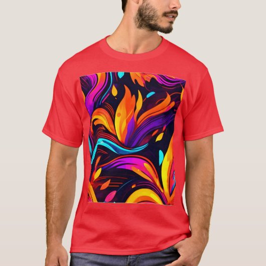 T-shirt Conception de feu de néon avec icônes de feu (Devant)