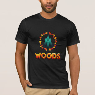 T-shirt Conception de forêt automnale géométrique