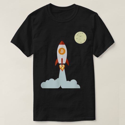 T-shirt Conception de fusée Bitcoin vers la Lune (Design devant)