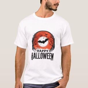 T-shirt Conception de gravure de chauve-souris de lune d'H