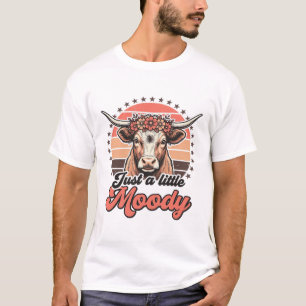 T-shirt Conception de gravure rétro de vache lunatique au 
